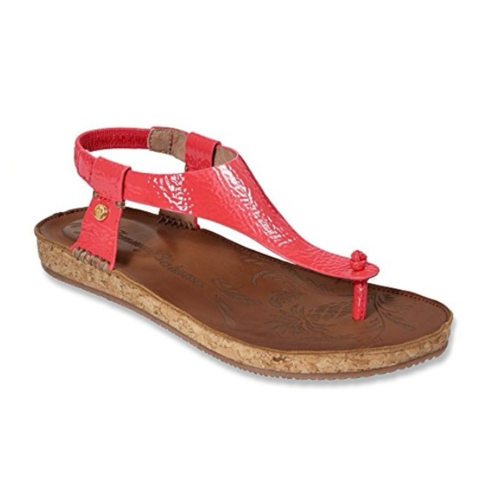 Tommy Bahama Leather  Cork Wedge Thong Sandals size 5 Women's NIB